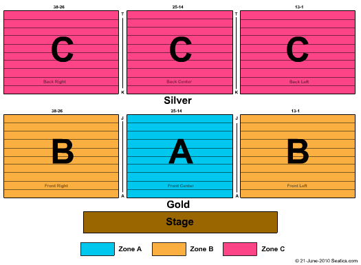 Northern Lights Casino End Stage Zone Seating Chart